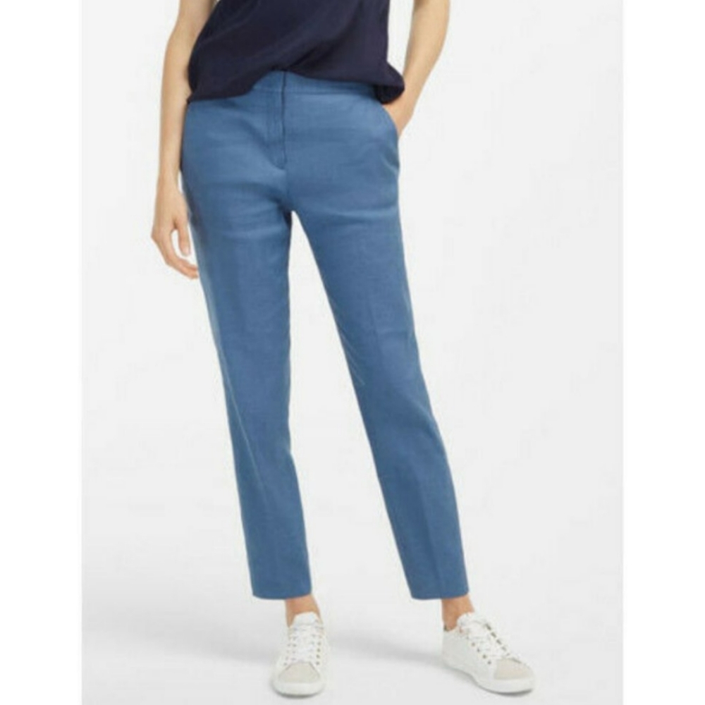 Massimo Dutti Blue Chino Slacks Pants Ankle Women's 8 New Hand Pockets 28"   L